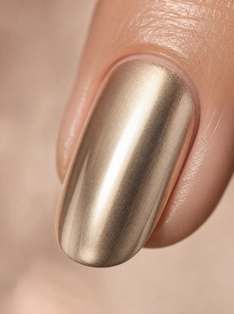 Unghia con finitura chrome champagne